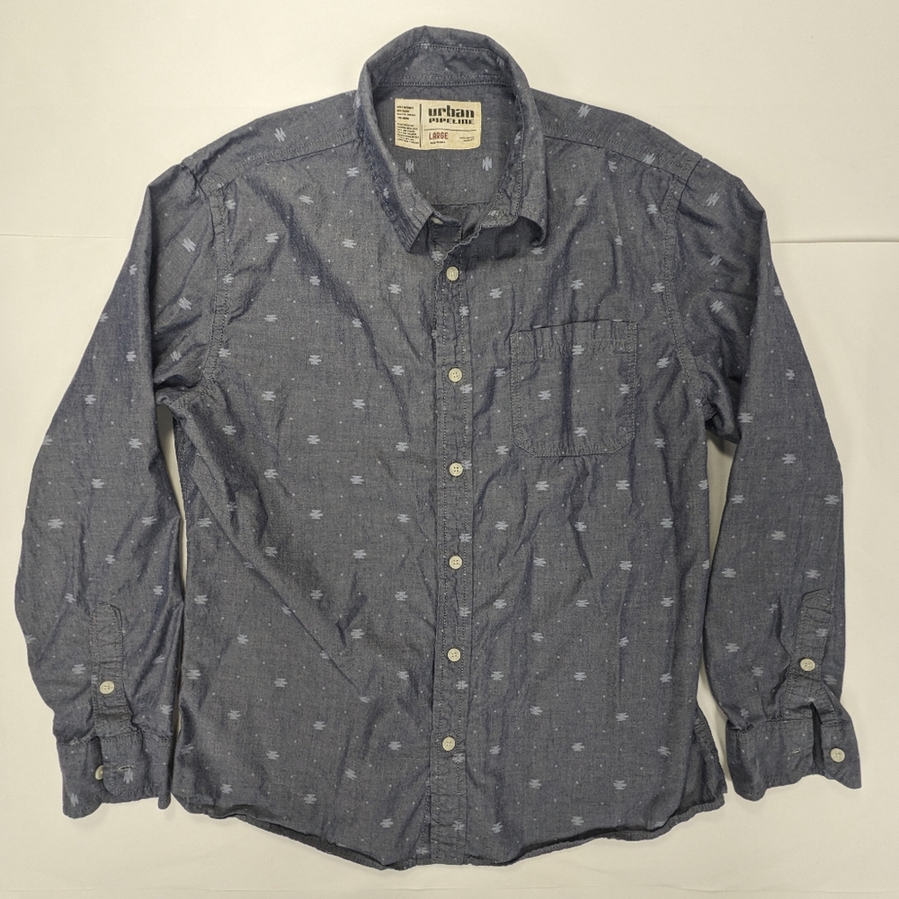 Urban pipeline blue button down long sleeves large [170]